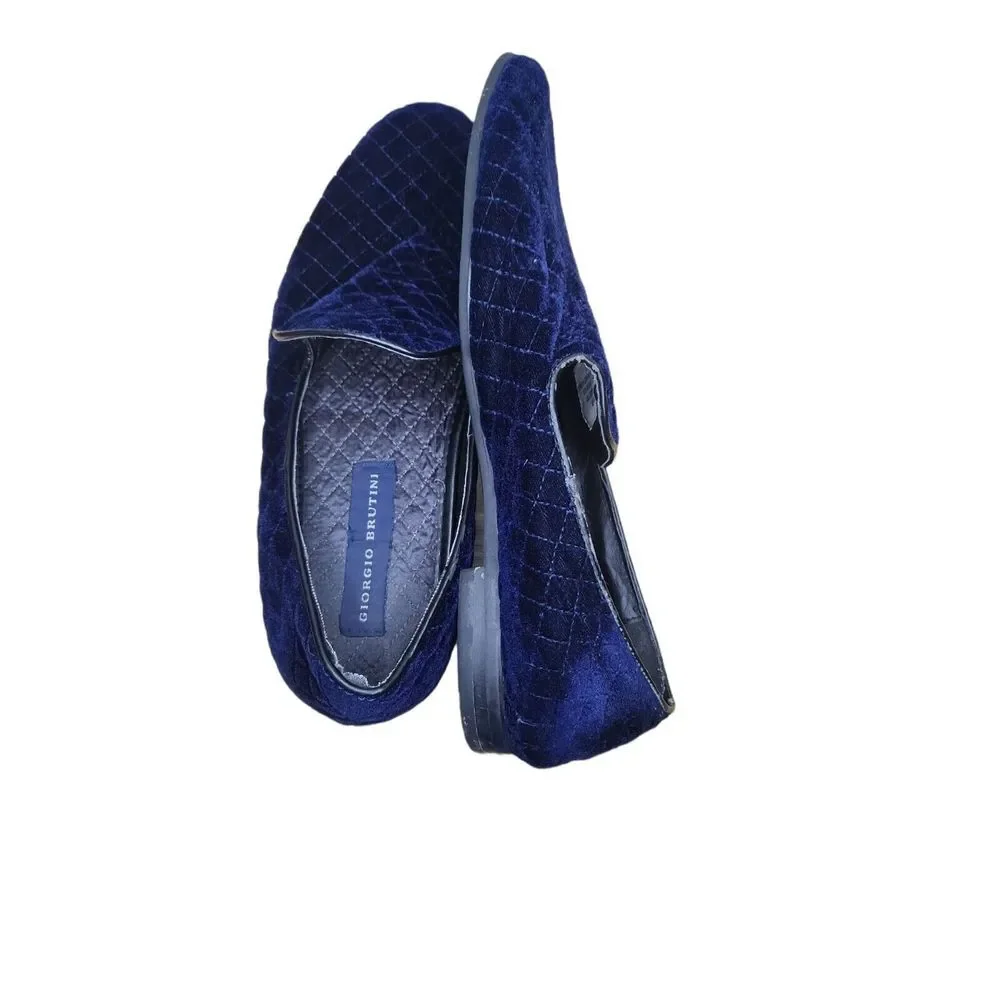 Giorgio Brutini Loafers Men Sz 9 M Blue Velvet Low Heel Designer Workwear‎